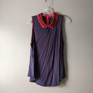MOVING SALE - Size 1X Modcloth Buffalo Plaid Peter Pan Collar Sleeveless Top